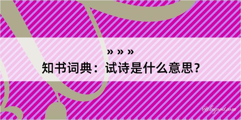 知书词典：试诗是什么意思？