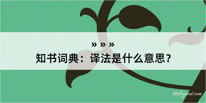 知书词典：译法是什么意思？