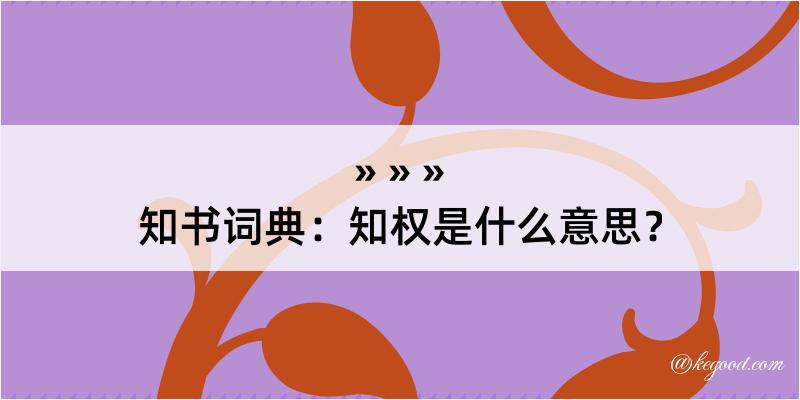 知书词典：知权是什么意思？