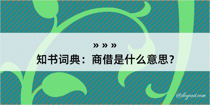 知书词典：商借是什么意思？