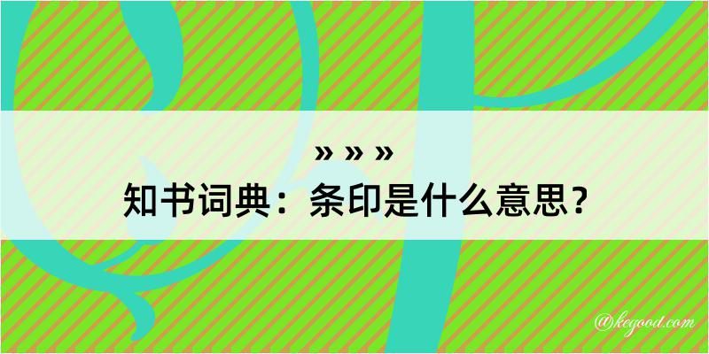 知书词典：条印是什么意思？