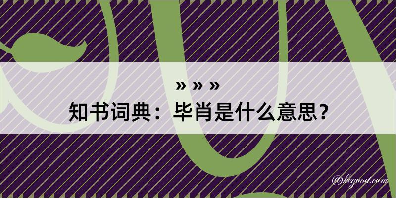 知书词典：毕肖是什么意思？