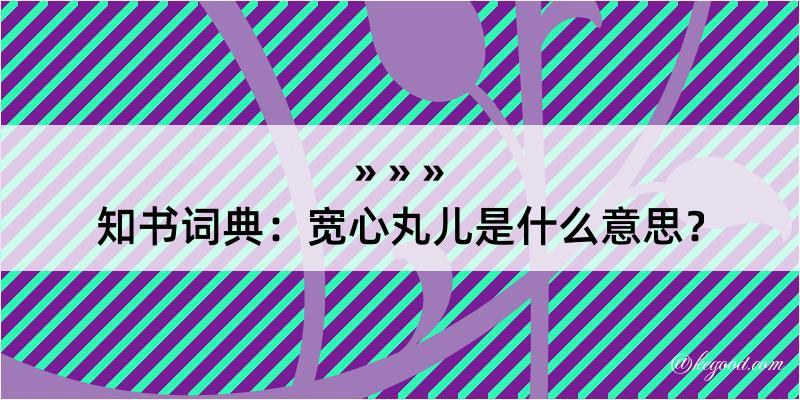 知书词典：宽心丸儿是什么意思？