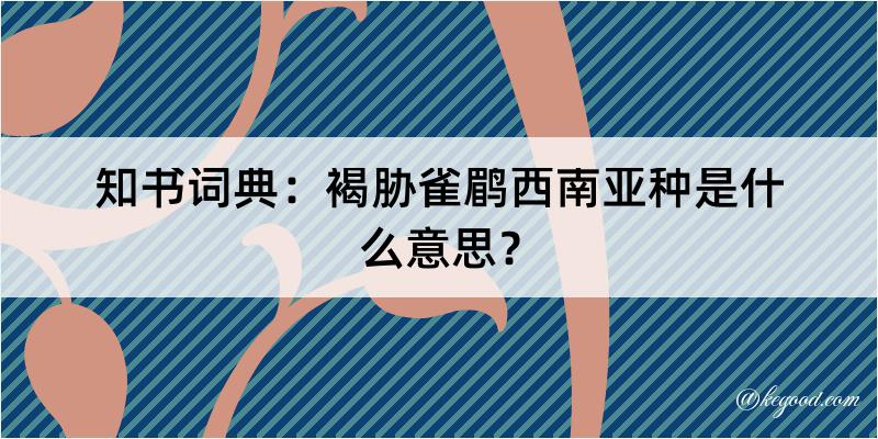 知书词典：褐胁雀鹛西南亚种是什么意思？