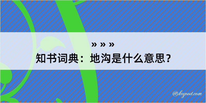 知书词典：地沟是什么意思？