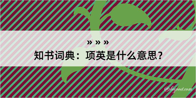 知书词典：项英是什么意思？