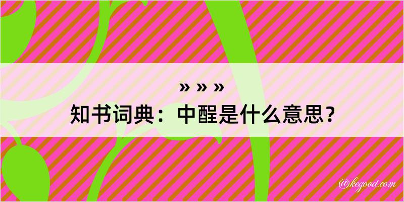 知书词典：中酲是什么意思？