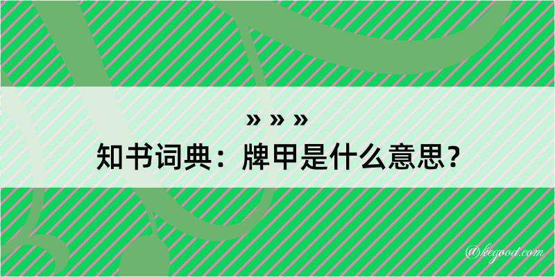 知书词典：牌甲是什么意思？