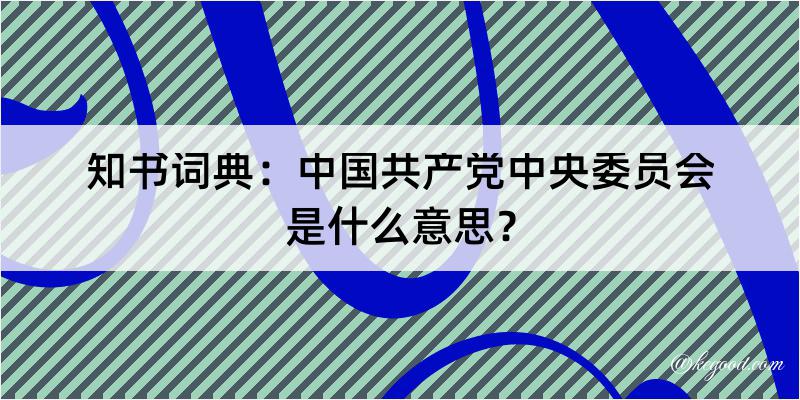 知书词典：中国共产党中央委员会是什么意思？