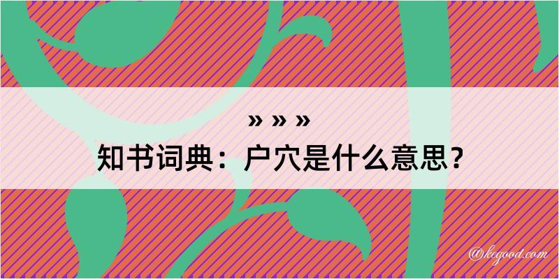 知书词典：户穴是什么意思？