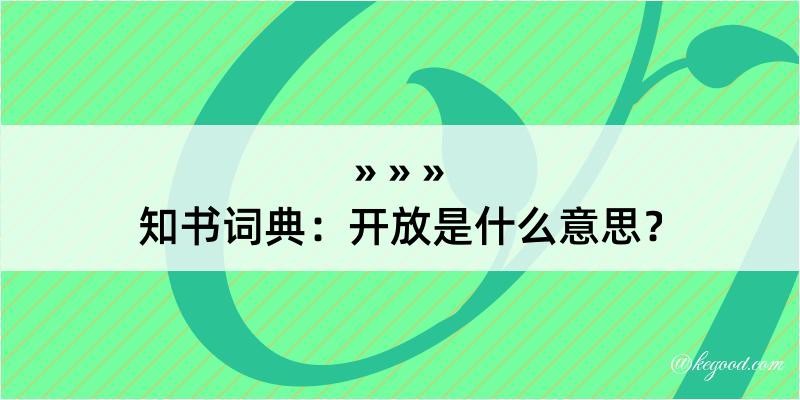 知书词典：开放是什么意思？