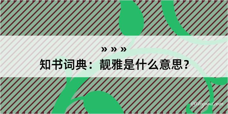 知书词典：靓雅是什么意思？