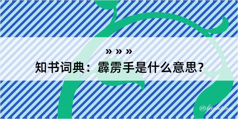 知书词典：霹雳手是什么意思？