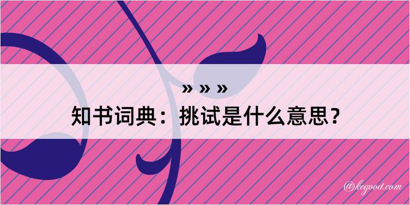 知书词典：挑试是什么意思？