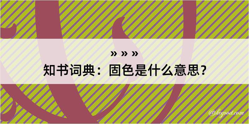 知书词典：固色是什么意思？