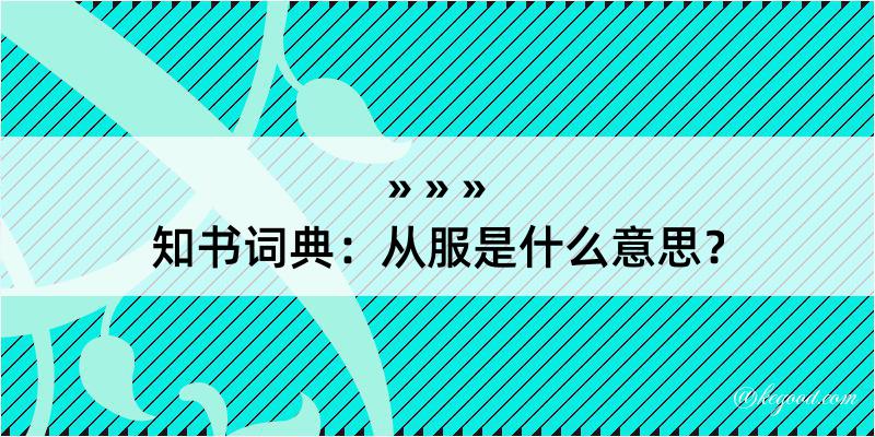 知书词典：从服是什么意思？