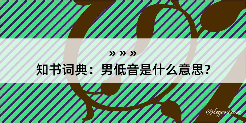 知书词典：男低音是什么意思？