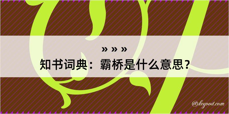 知书词典：霸桥是什么意思？