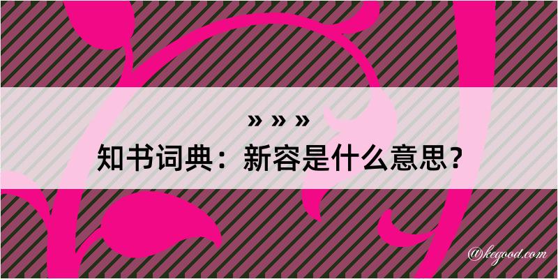 知书词典：新容是什么意思？