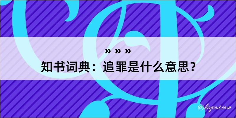 知书词典：追罪是什么意思？