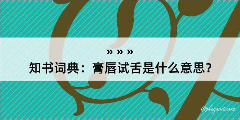 知书词典：膏唇试舌是什么意思？