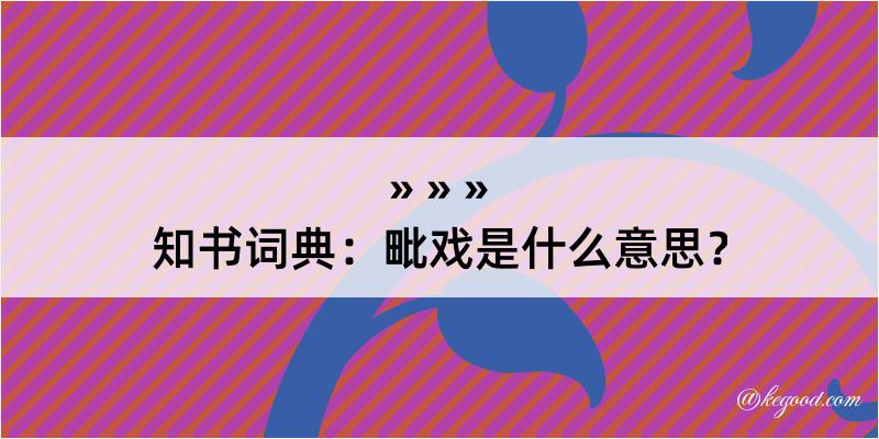 知书词典：毗戏是什么意思？