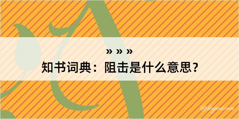 知书词典：阻击是什么意思？