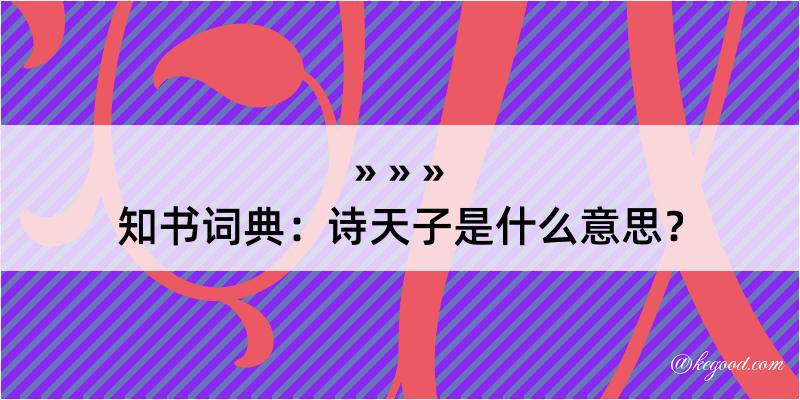 知书词典：诗天子是什么意思？