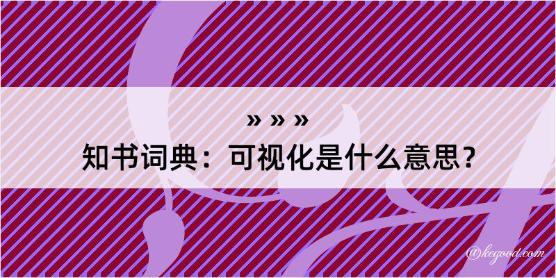 知书词典：可视化是什么意思？