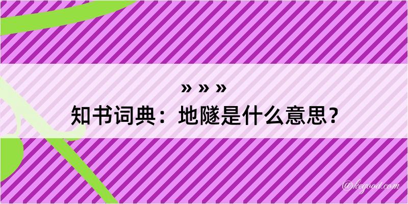 知书词典：地隧是什么意思？