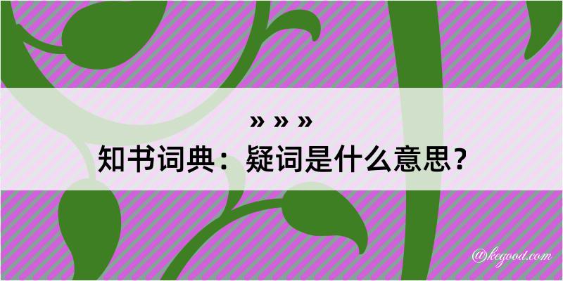 知书词典：疑词是什么意思？