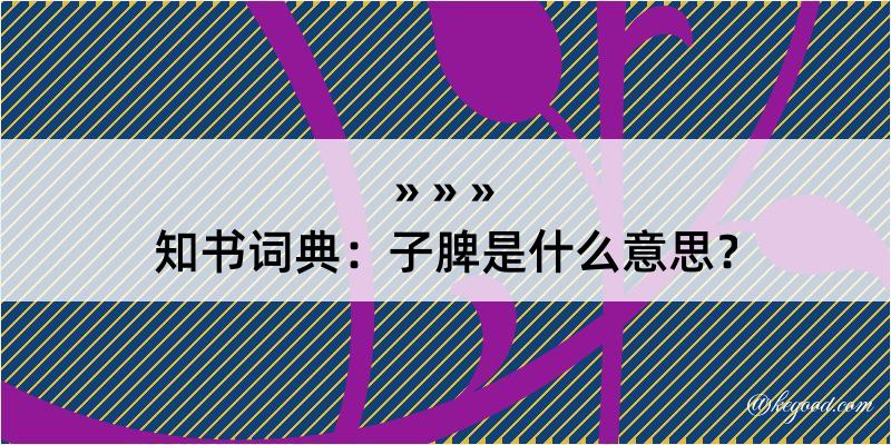 知书词典：子脾是什么意思？