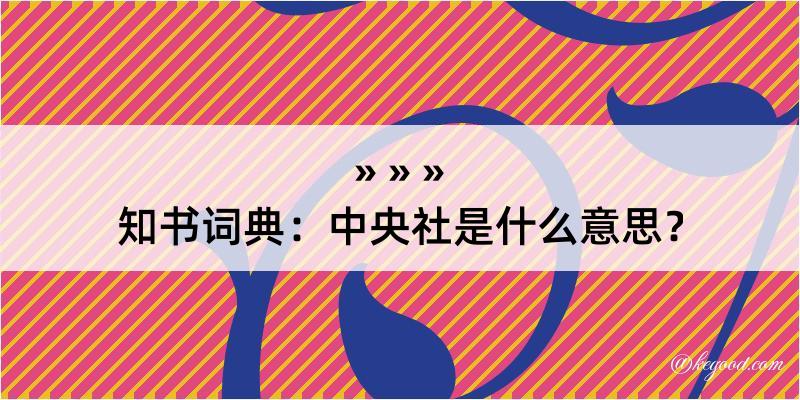 知书词典：中央社是什么意思？