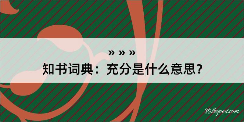 知书词典：充分是什么意思？