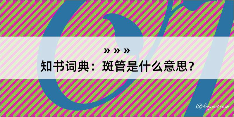 知书词典：斑管是什么意思？