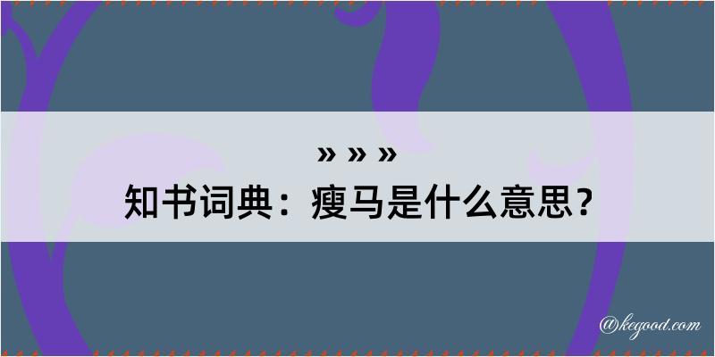 知书词典：瘦马是什么意思？