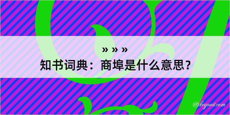 知书词典：商埠是什么意思？