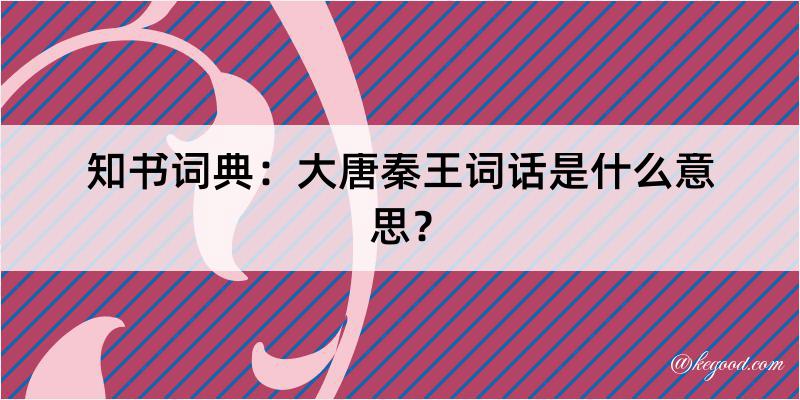 知书词典：大唐秦王词话是什么意思？