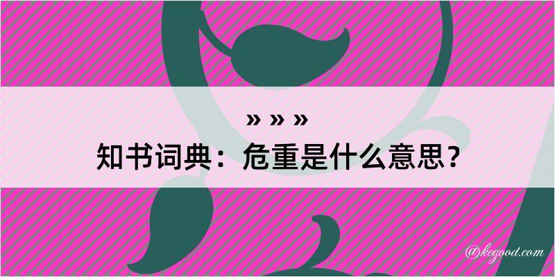 知书词典：危重是什么意思？