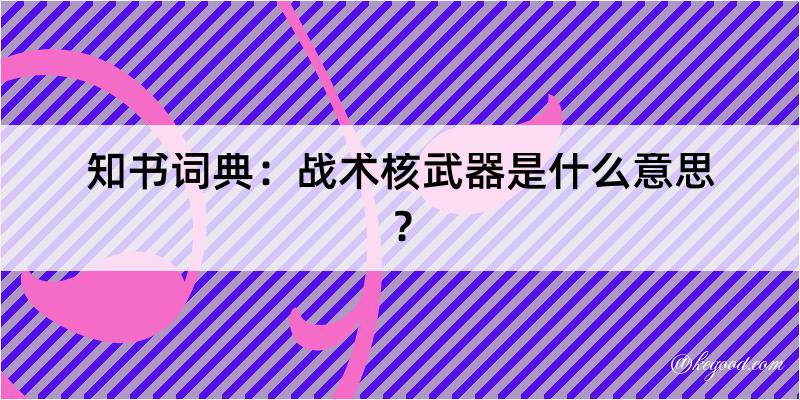 知书词典：战术核武器是什么意思？