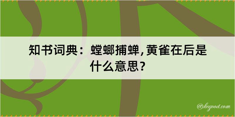 知书词典：螳螂捕蝉﹐黄雀在后是什么意思？