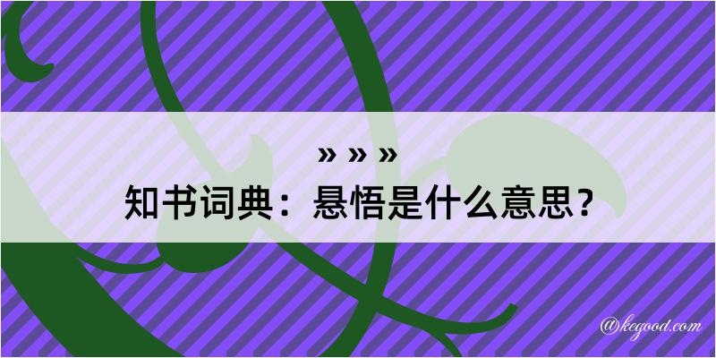 知书词典：悬悟是什么意思？