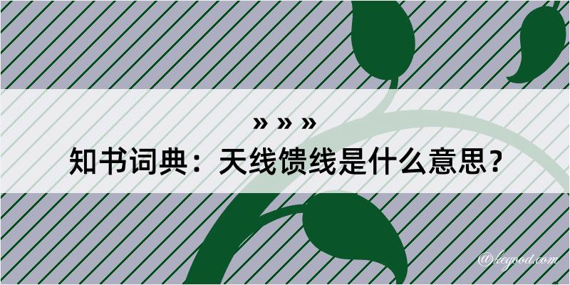 知书词典：天线馈线是什么意思？