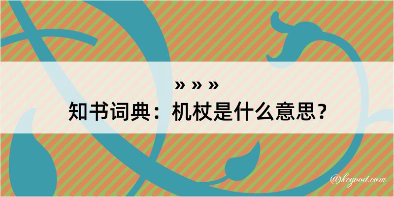 知书词典：机杖是什么意思？