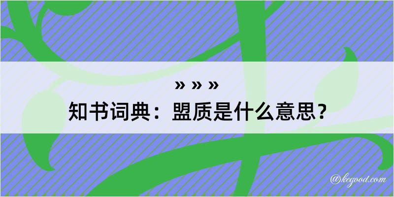 知书词典：盟质是什么意思？