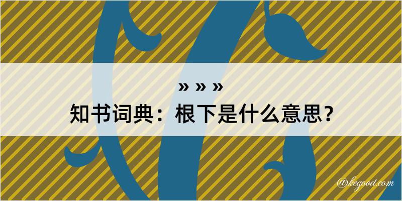 知书词典：根下是什么意思？