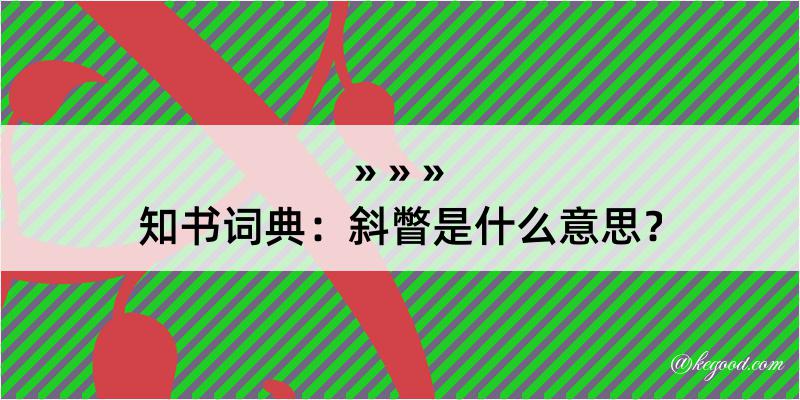 知书词典：斜瞥是什么意思？