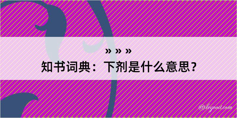 知书词典：下剂是什么意思？