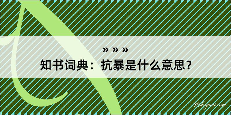 知书词典：抗暴是什么意思？