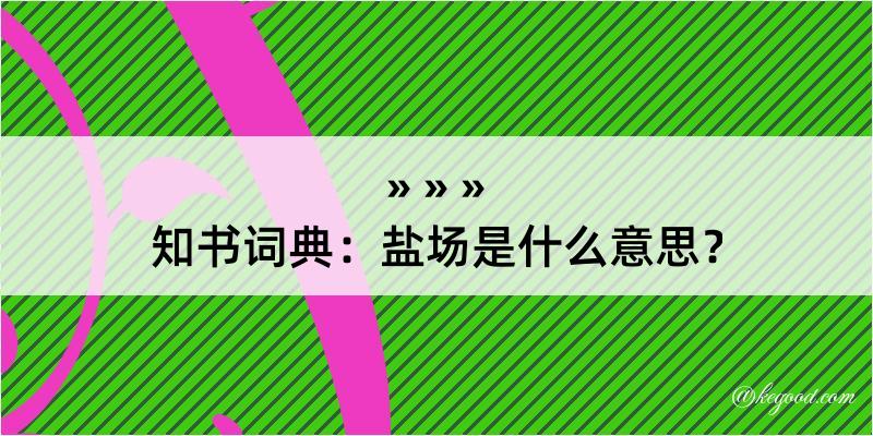 知书词典：盐场是什么意思？